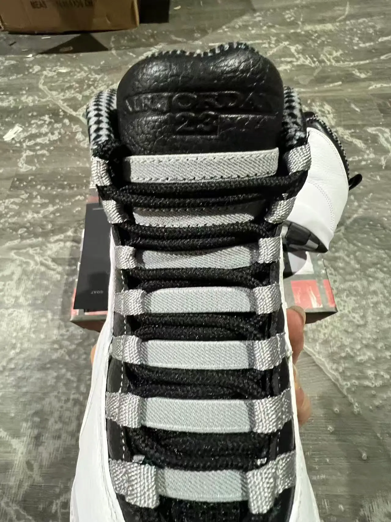 Air Jordan 10 White Black Silver Lace Basketball Shoes 4