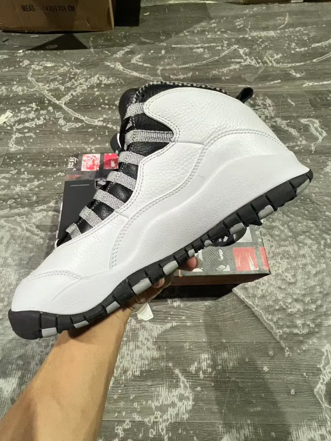 Air Jordan 10 White Black Silver Lace Basketball Shoes 5