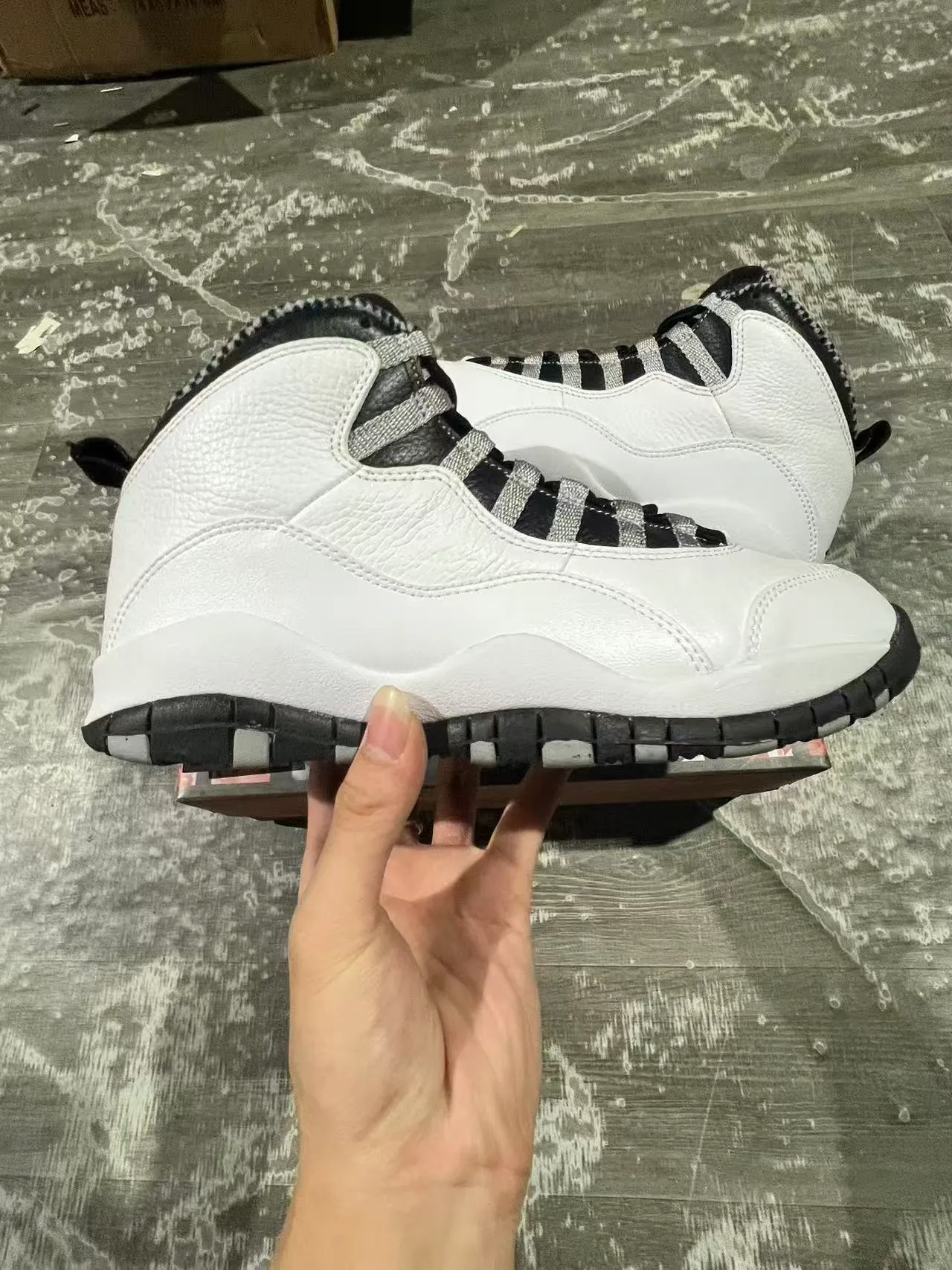 Air Jordan 10 White Black Silver Lace Basketball Shoes 7