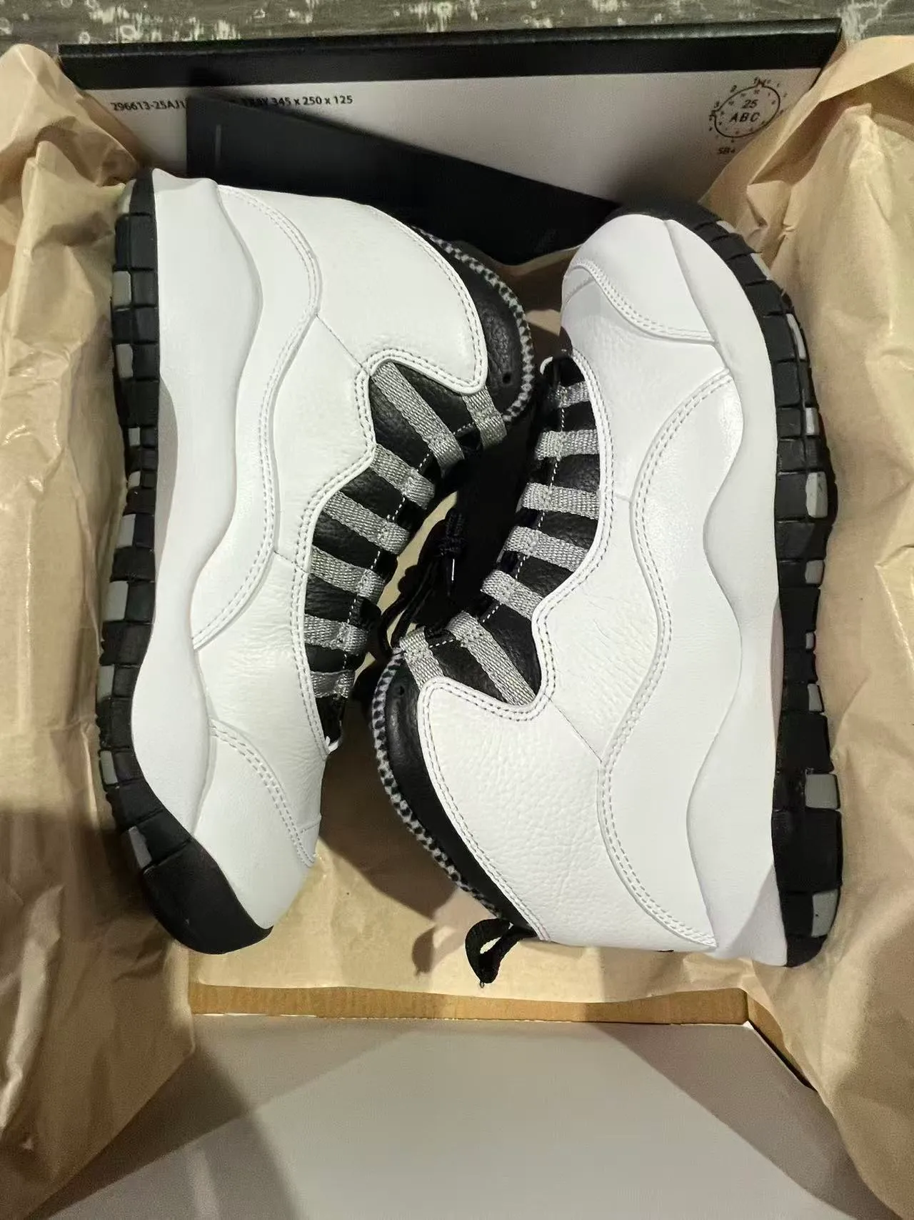 Air Jordan 10 White Black Silver Lace Basketball Shoes 9