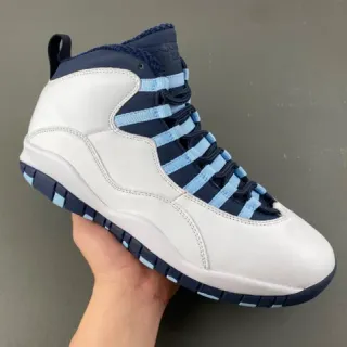 Air Jordan 10 White Navy Light Blue Basketball Shoes