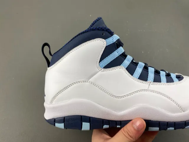 Air Jordan 10 White Navy Light Blue Basketball Shoes 3