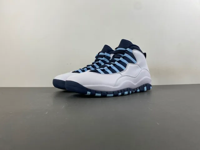 Air Jordan 10 White Navy Light Blue Basketball Shoes 10