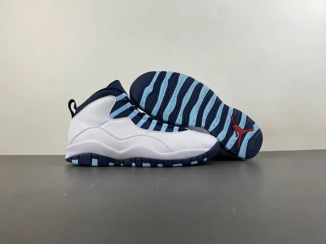Air Jordan 10 White Navy Light Blue Basketball Shoes 12