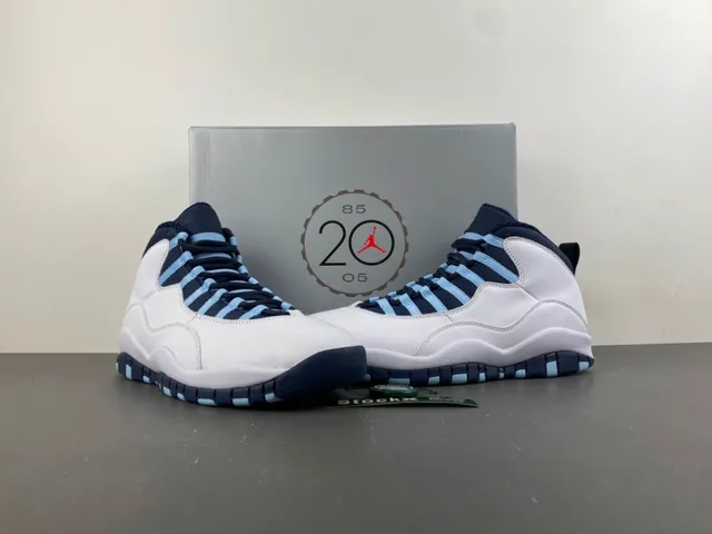 Air Jordan 10 White Navy Light Blue Basketball Shoes 13