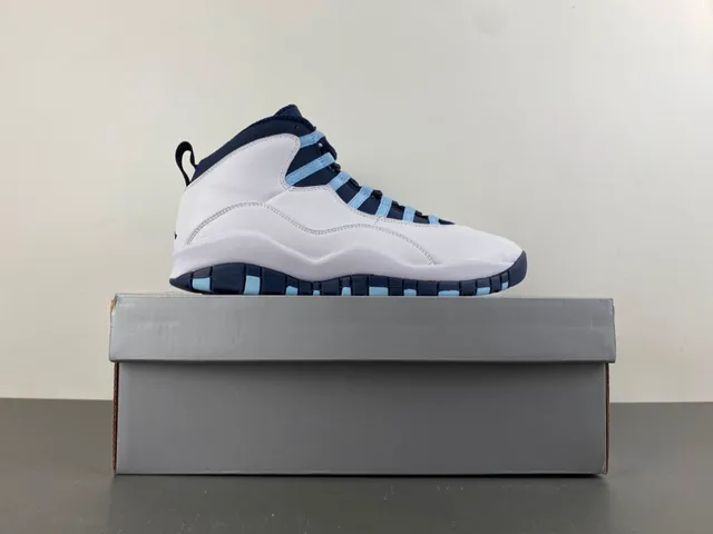 Air Jordan 10 White Navy Light Blue Basketball Shoes 15