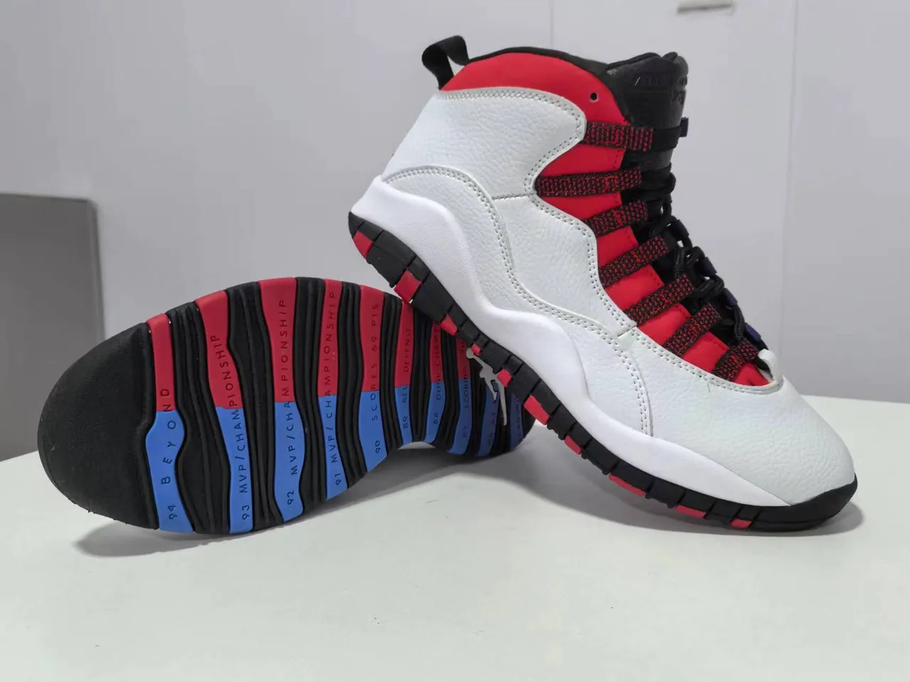 Air Jordan 10 White Red Black Basketball Shoes 4