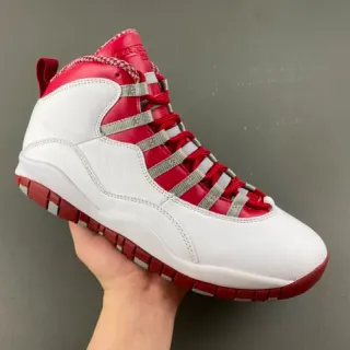 Air Jordan 10 White Red Gray Basketball Shoes