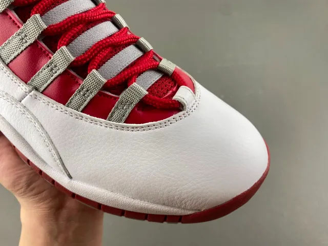 Air Jordan 10 White Red Gray Basketball Shoes 2