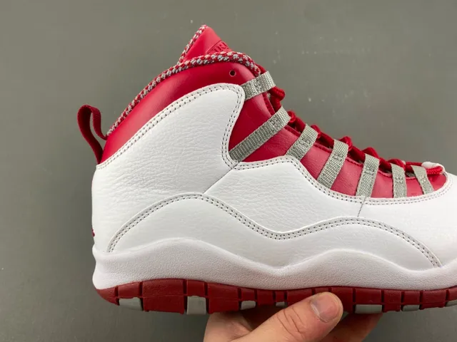 Air Jordan 10 White Red Gray Basketball Shoes 3