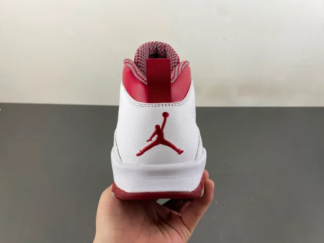 Air Jordan 10 White Red Gray Basketball Shoes 4
