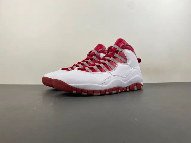 Air Jordan 10 White Red Gray Basketball Shoes 10