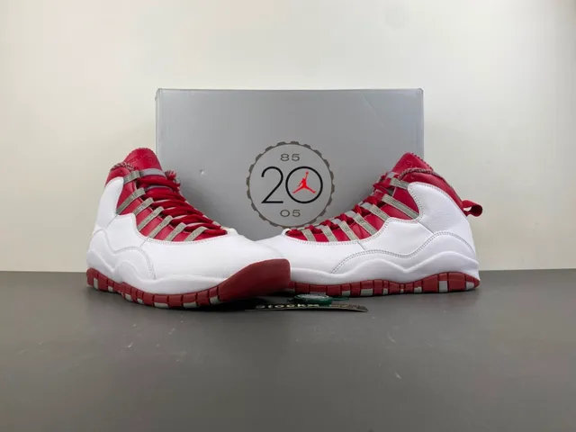 Air Jordan 10 White Red Gray Basketball Shoes 13