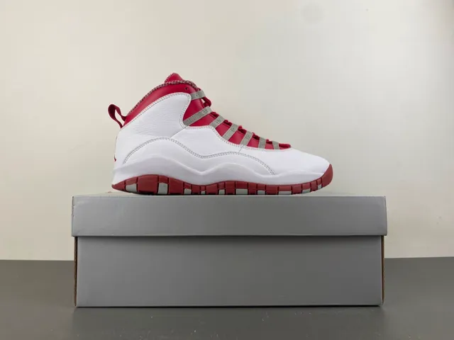 Air Jordan 10 White Red Gray Basketball Shoes 15