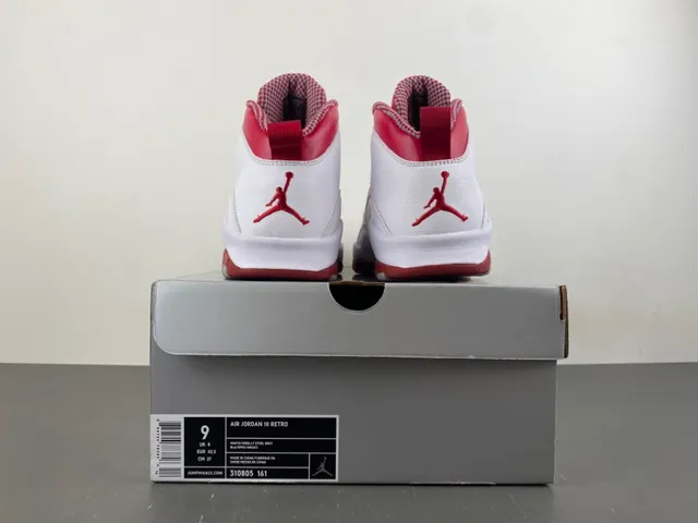 Air Jordan 10 White Red Gray Basketball Shoes 17