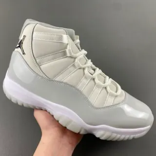 Air Jordan 11 Gray White High-Top Patent Leather Toe Basketball Shoes