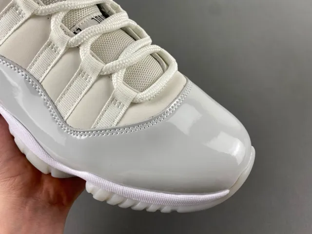 Air Jordan 11 Gray White High-Top Patent Leather Toe Basketball Shoes 2