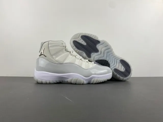 Air Jordan 11 Gray White High-Top Patent Leather Toe Basketball Shoes 13