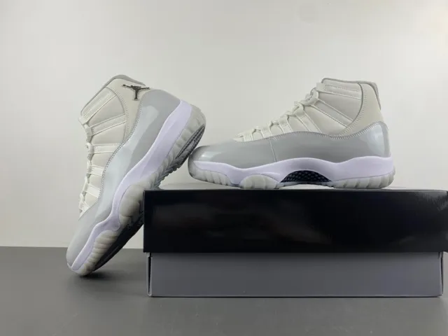Air Jordan 11 Gray White High-Top Patent Leather Toe Basketball Shoes 15