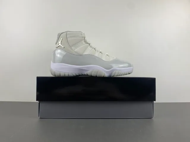 Air Jordan 11 Gray White High-Top Patent Leather Toe Basketball Shoes 16