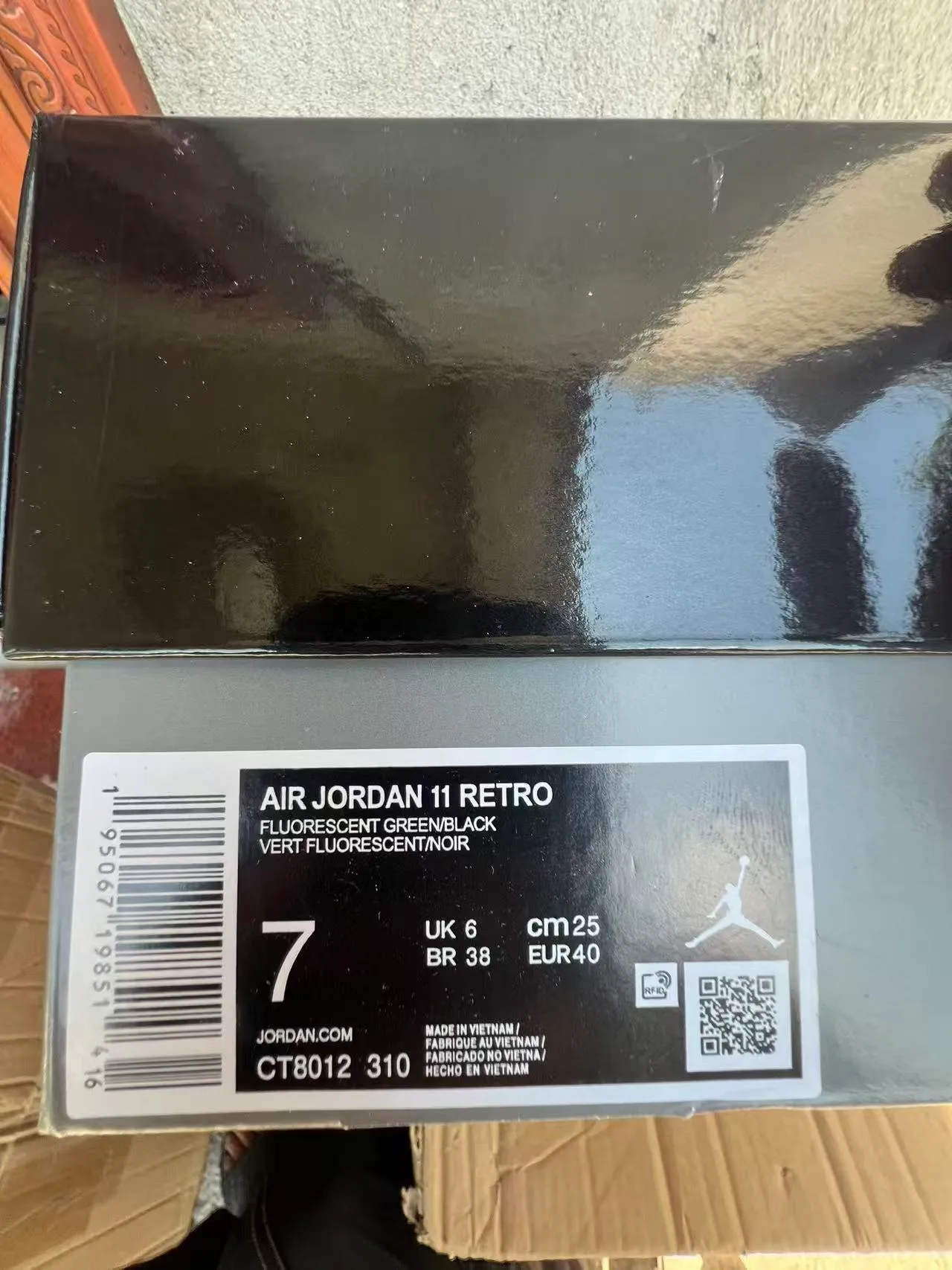 Air Jordan 11 Green Black High-Top Patent Leather Mudguard Basketball Shoes 10