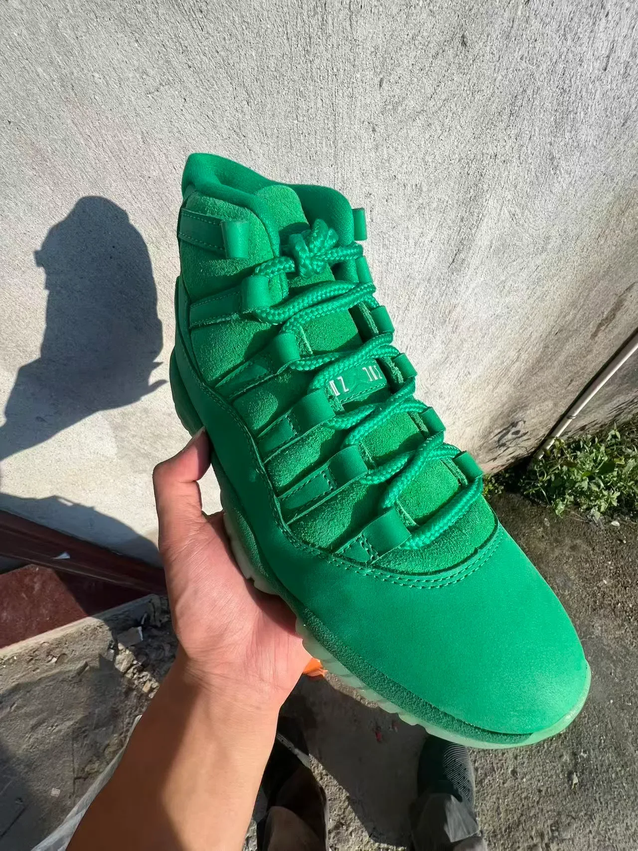 Air Jordan 11 मोनोक्रोमैटिक ग्रीन स्यूड हाई-टॉप बास्केटबॉल जूते 2