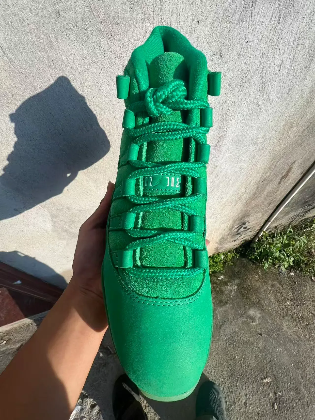 Air Jordan 11 मोनोक्रोमैटिक ग्रीन स्यूड हाई-टॉप बास्केटबॉल जूते 3
