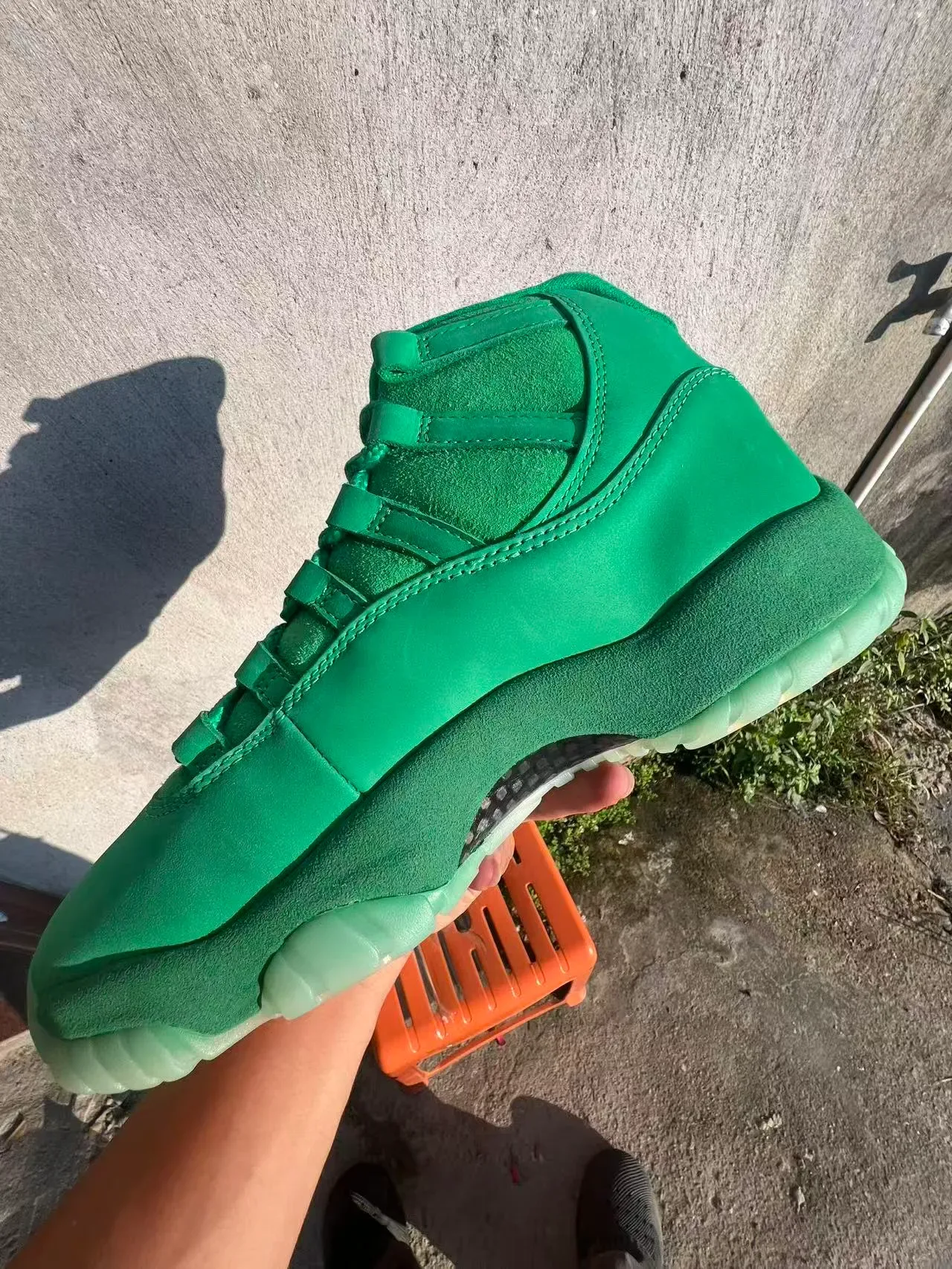 Air Jordan 11 मोनोक्रोमैटिक ग्रीन स्यूड हाई-टॉप बास्केटबॉल जूते 5