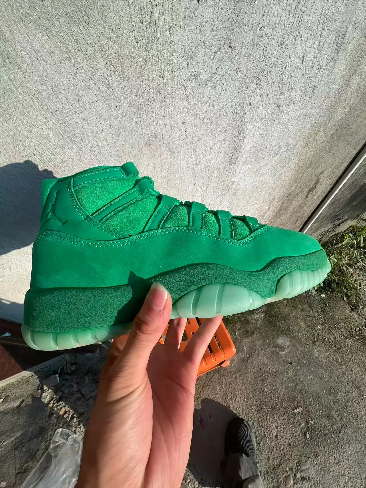 Air Jordan 11 मोनोक्रोमैटिक ग्रीन स्यूड हाई-टॉप बास्केटबॉल जूते 7
