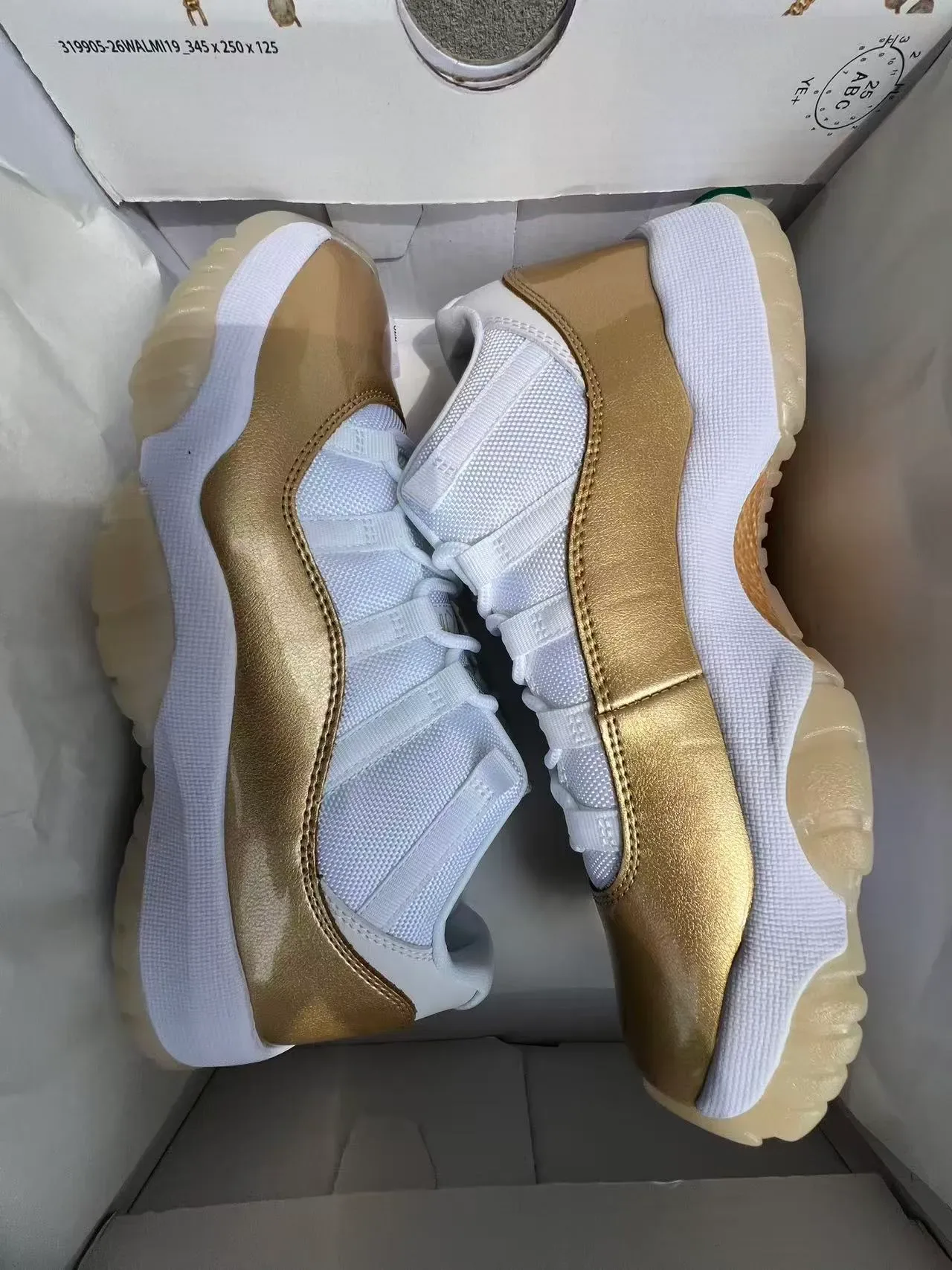 Air Jordan 11 White and Gold Patent Leather Basketball Shoes 9