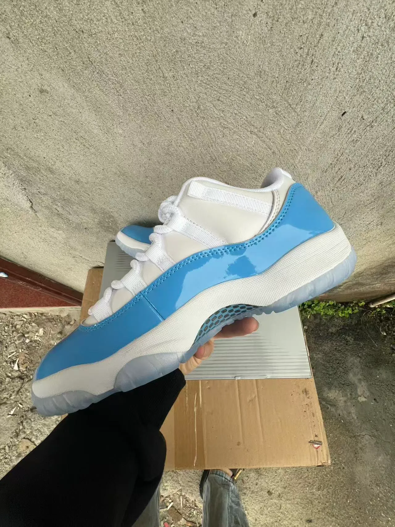 Air Jordan 11 White and Light Blue Patent Leather Basketball Shoes 5