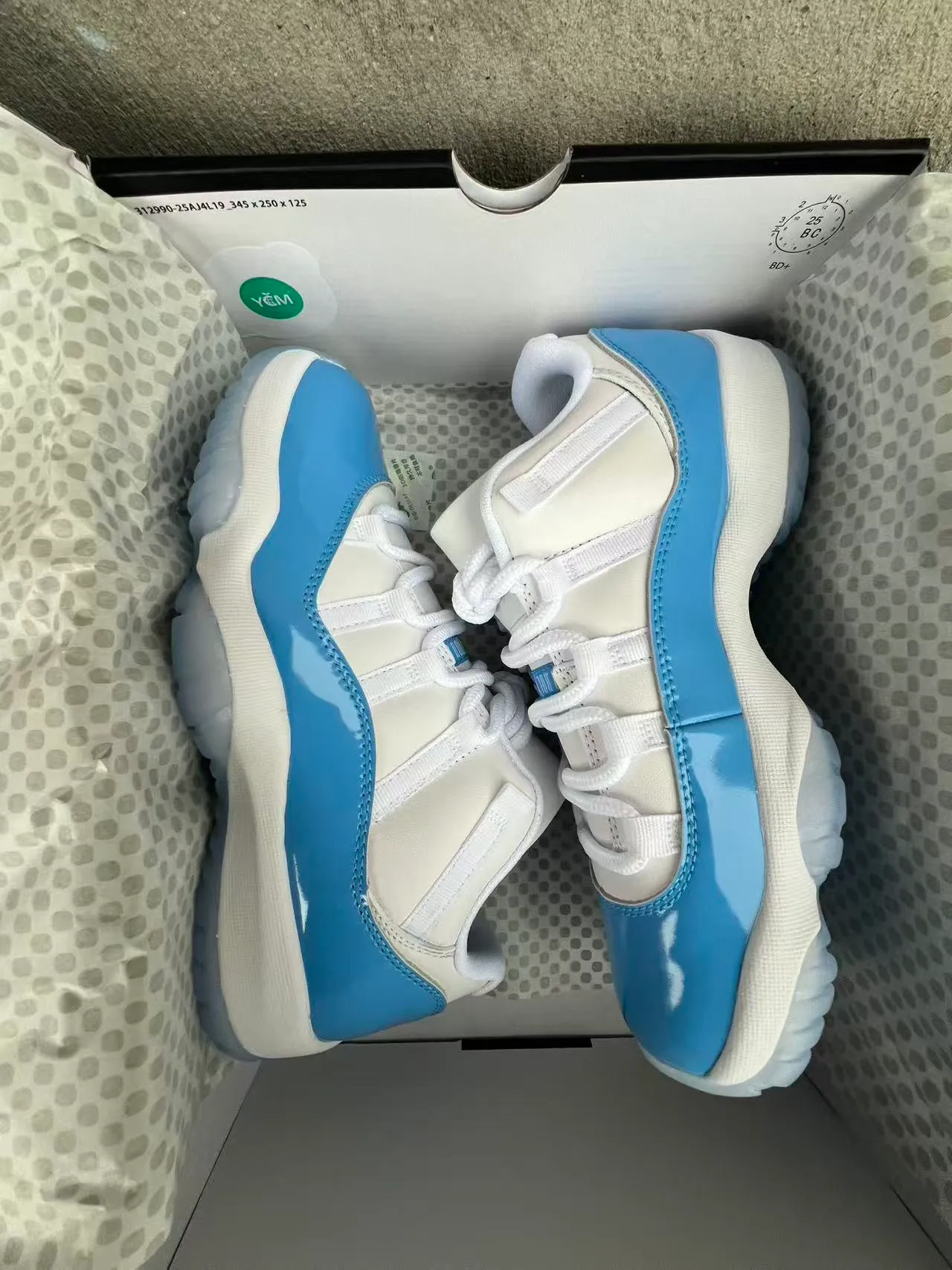 Air Jordan 11 White and Light Blue Patent Leather Basketball Shoes 8