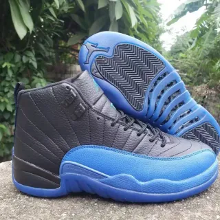 Air Jordan 12 Black and Blue Basketball Shoes