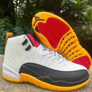 Air Jordan 12 White Black Orange Red Basketball Shoes