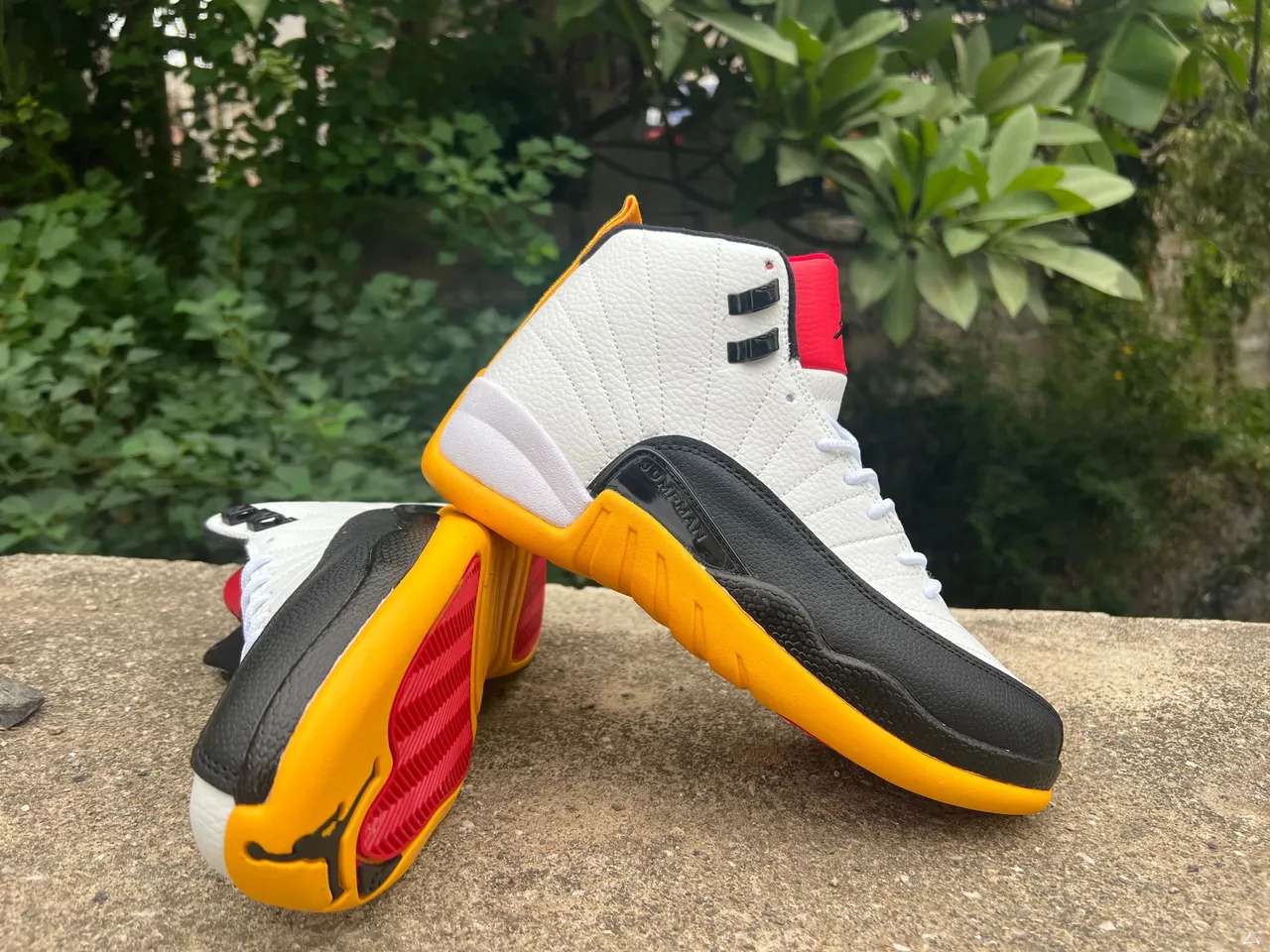 Air Jordan 12 White Black Orange Red Basketball Shoes 2