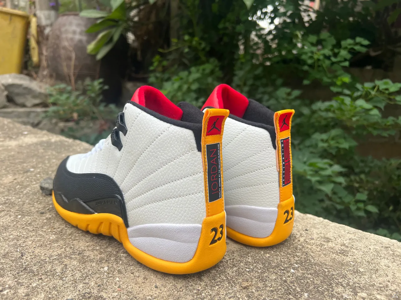 Air Jordan 12 White Black Orange Red Basketball Shoes 4