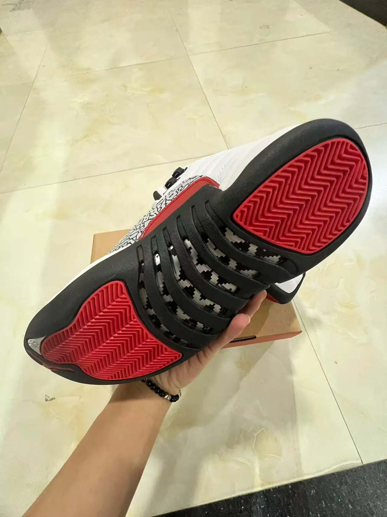 Air Jordan 12 White Black Red Elephant Print Basketball Shoes 6