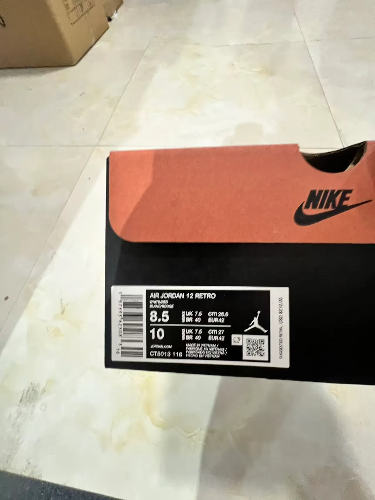 Air Jordan 12 White Black Red Elephant Print Basketball Shoes 10