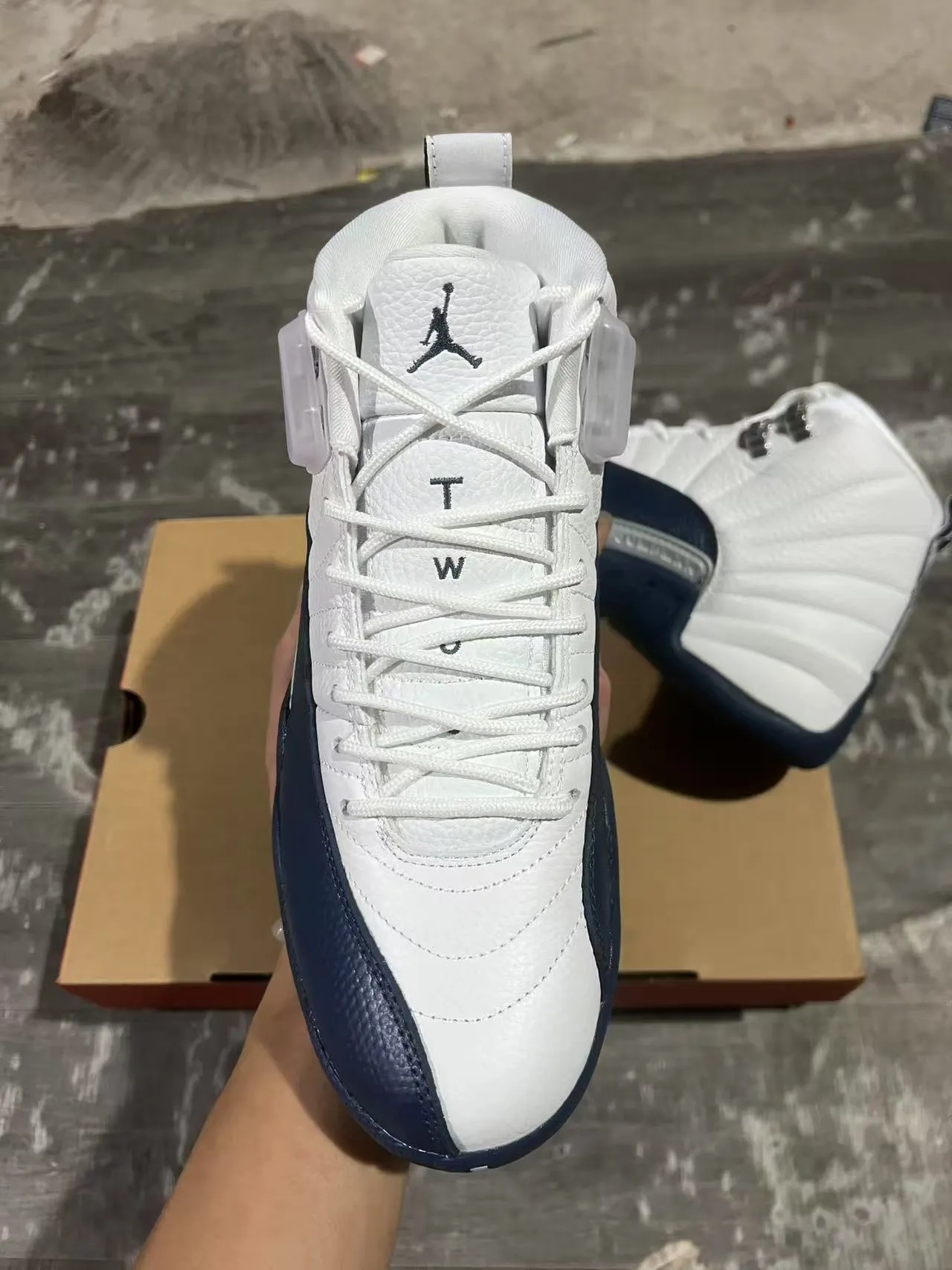 Air Jordan 12 White Navy Basketball Shoes 3