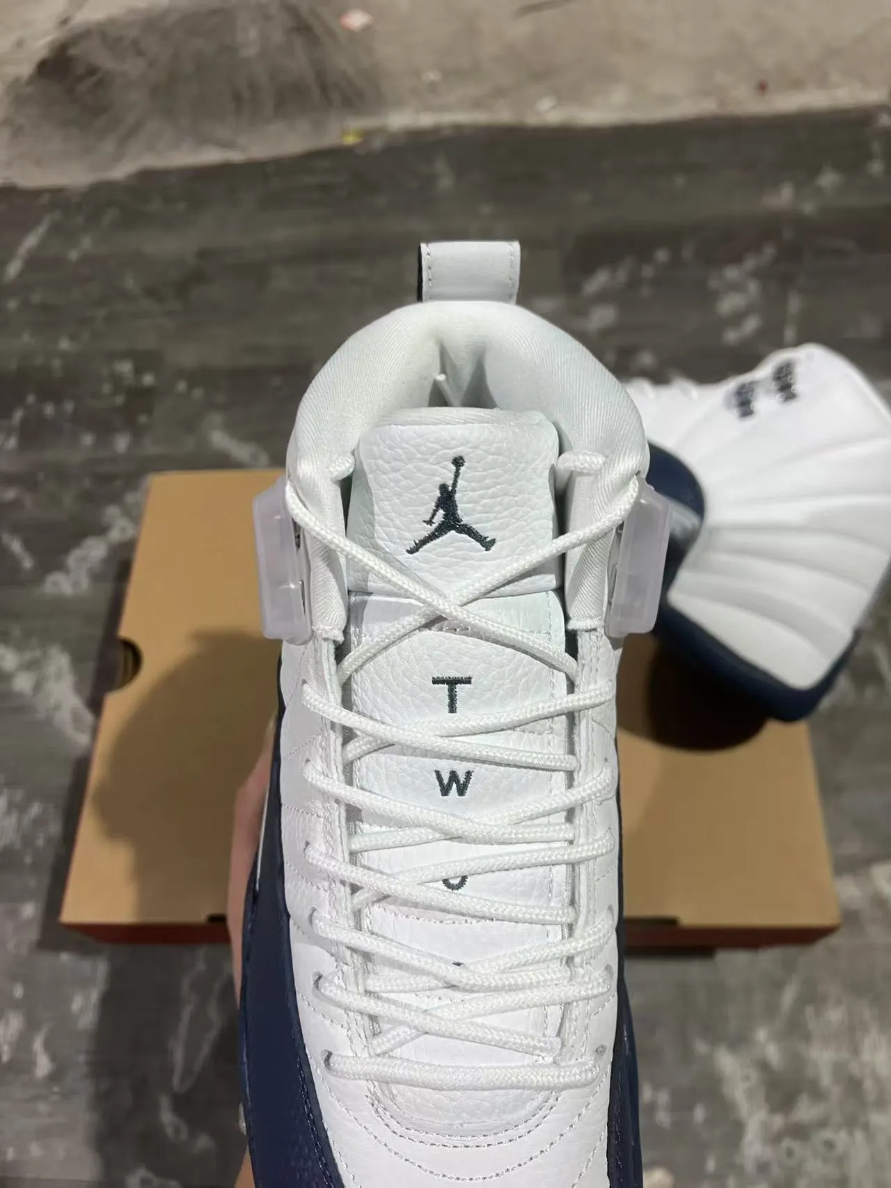 Air Jordan 12 White Navy Basketball Shoes 4