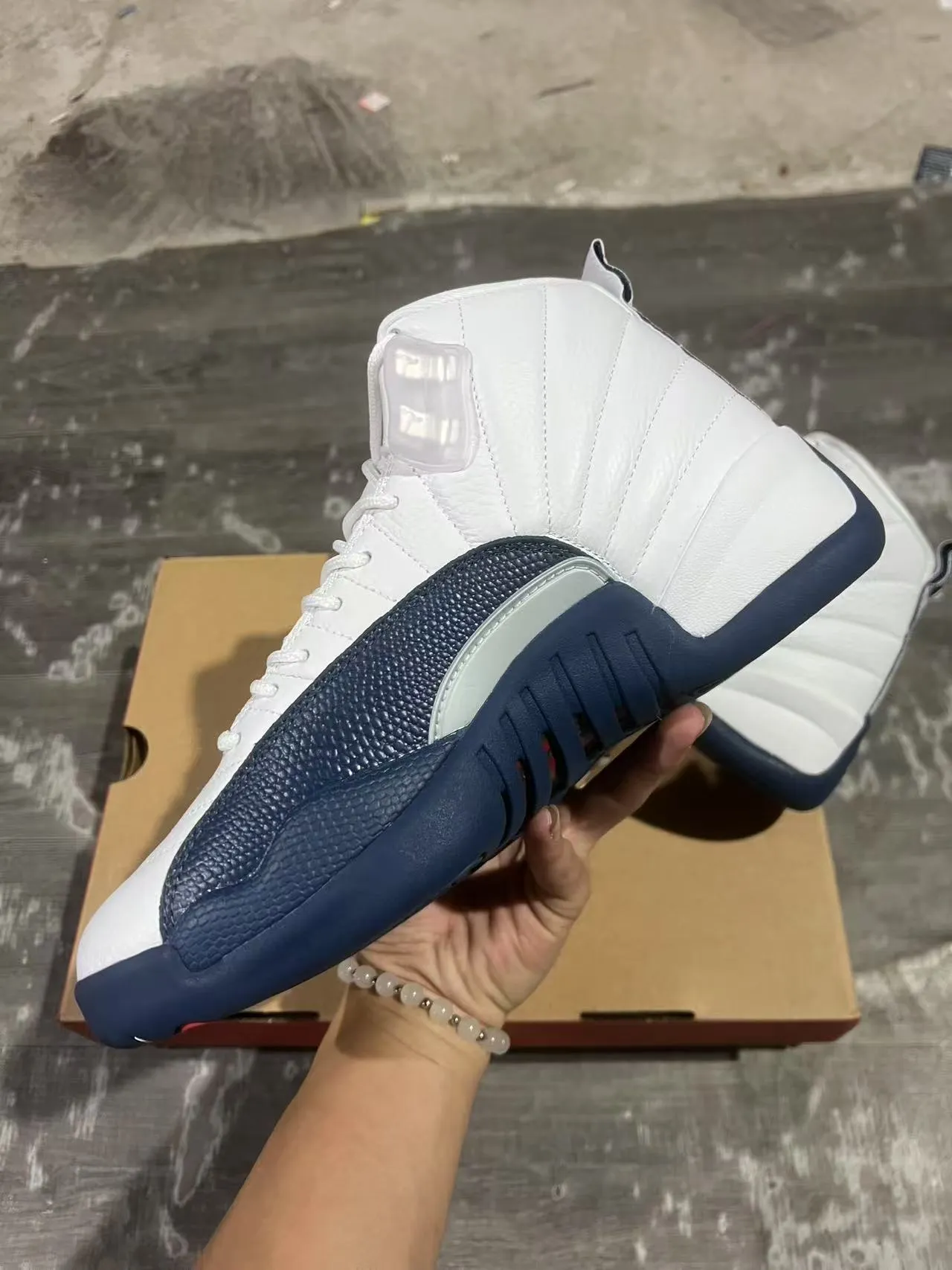 Air Jordan 12 White Navy Basketball Shoes 5
