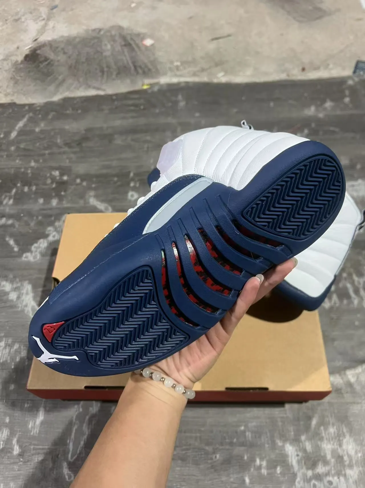 Air Jordan 12 White Navy Basketball Shoes 6