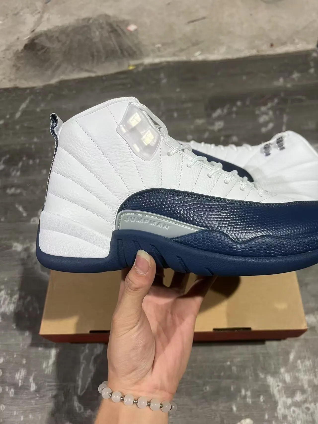 Air Jordan 12 White Navy Basketball Shoes 7