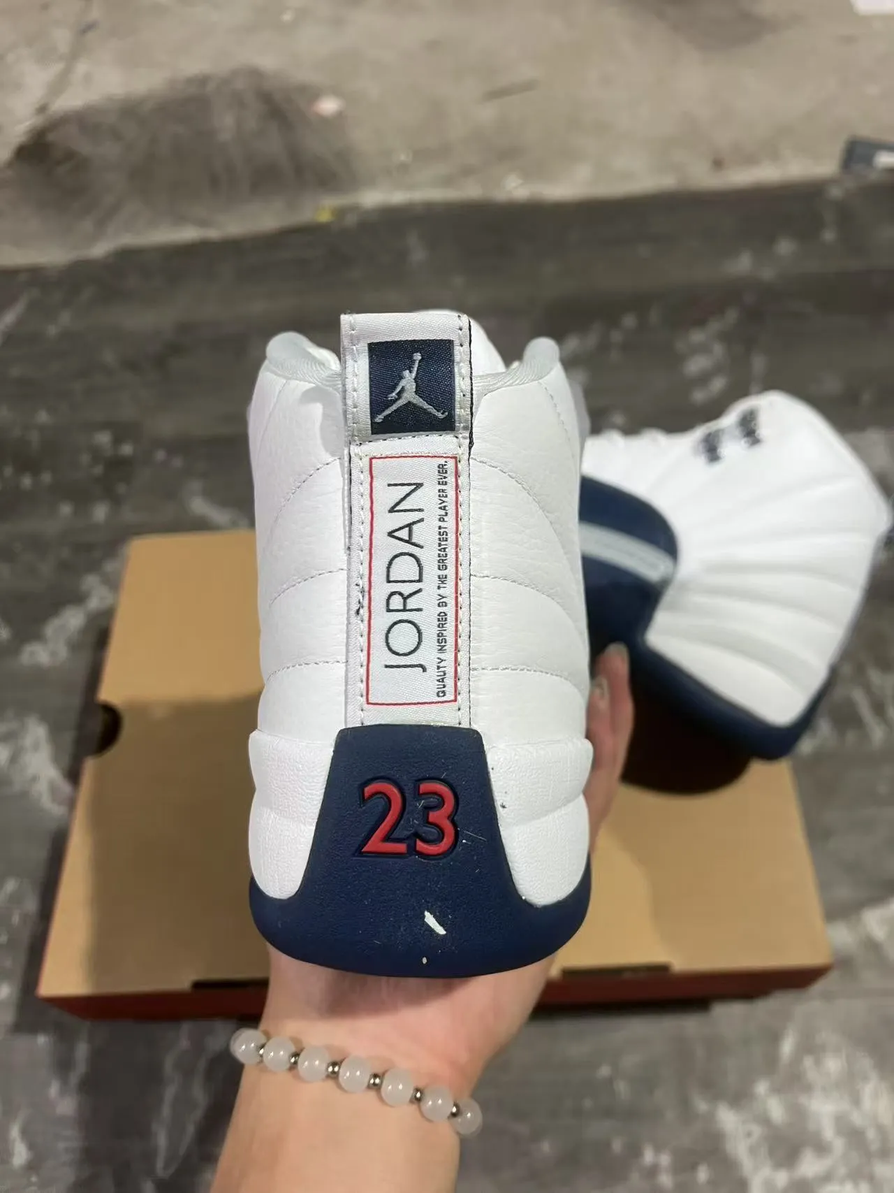 Air Jordan 12 White Navy Basketball Shoes 8
