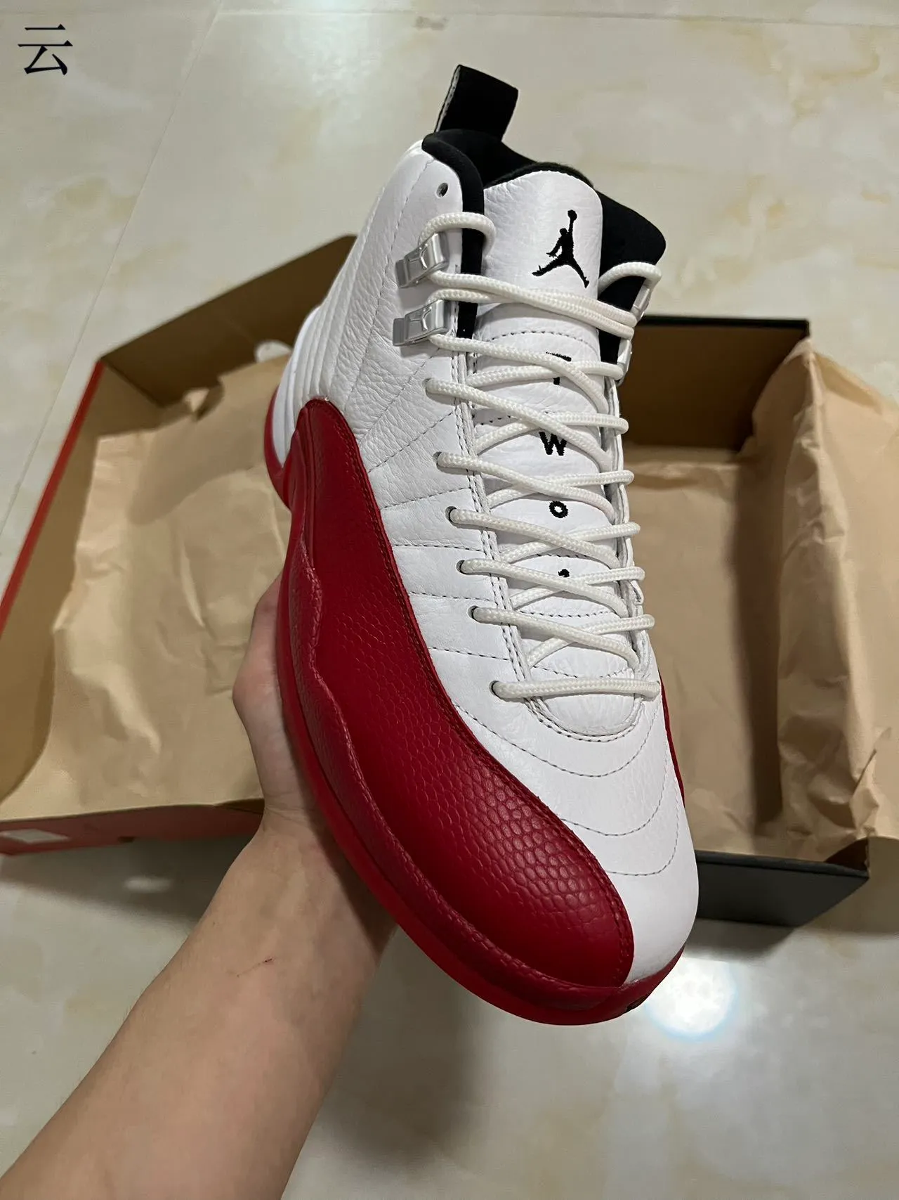 Air Jordan 12 White Red Black Basketball Shoes 2