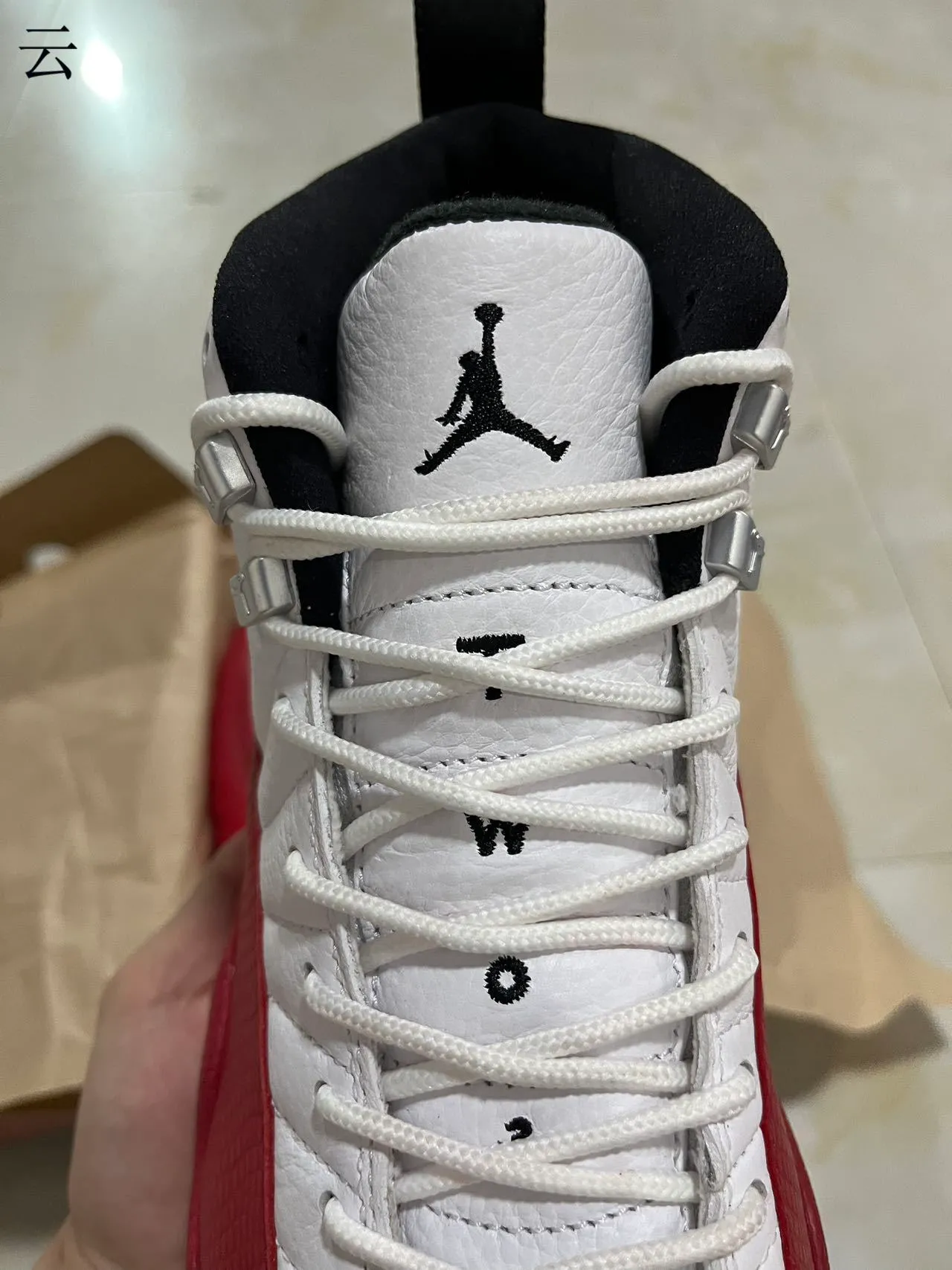 Air Jordan 12 White Red Black Basketball Shoes 3