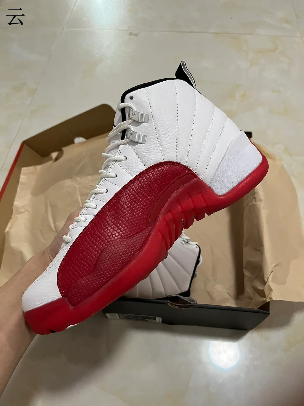 Air Jordan 12 White Red Black Basketball Shoes 5