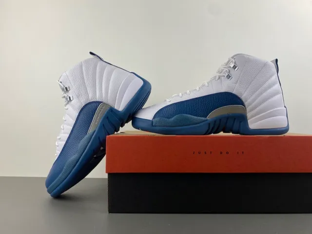 Air Jordan 12 White Royal Blue Basketball Shoes 15