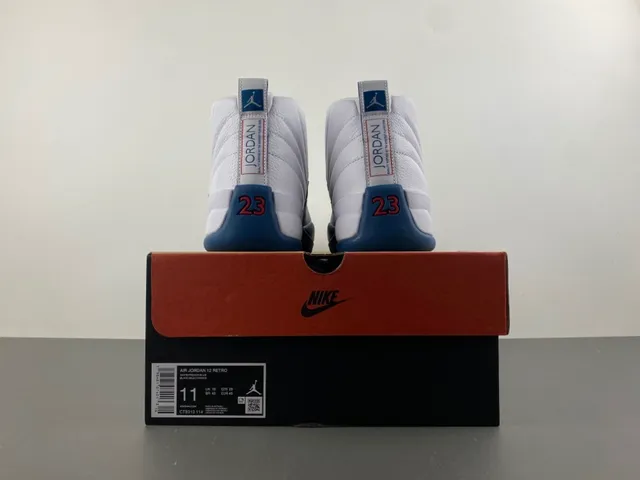 Air Jordan 12 White Royal Blue Basketball Shoes 18
