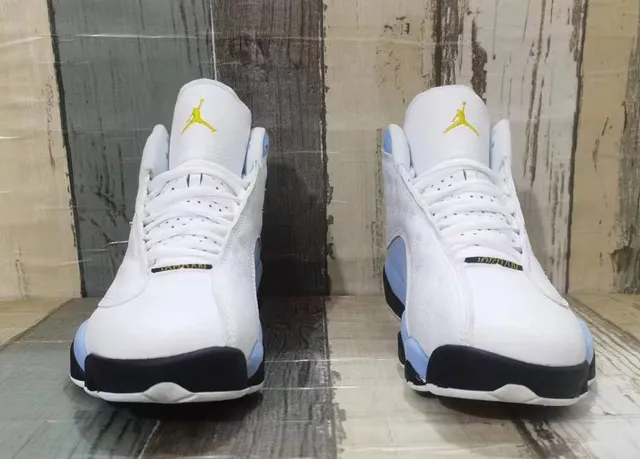 Air Jordan 13 White Light Blue Yellow Basketball Shoes 4